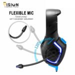 ⁦Onikuma K1B BLUE Gaming Headset – 7.1 Surround Sound – 50MM Drivers – Noise Canceling Mic⁩ - الصورة ⁦4⁩