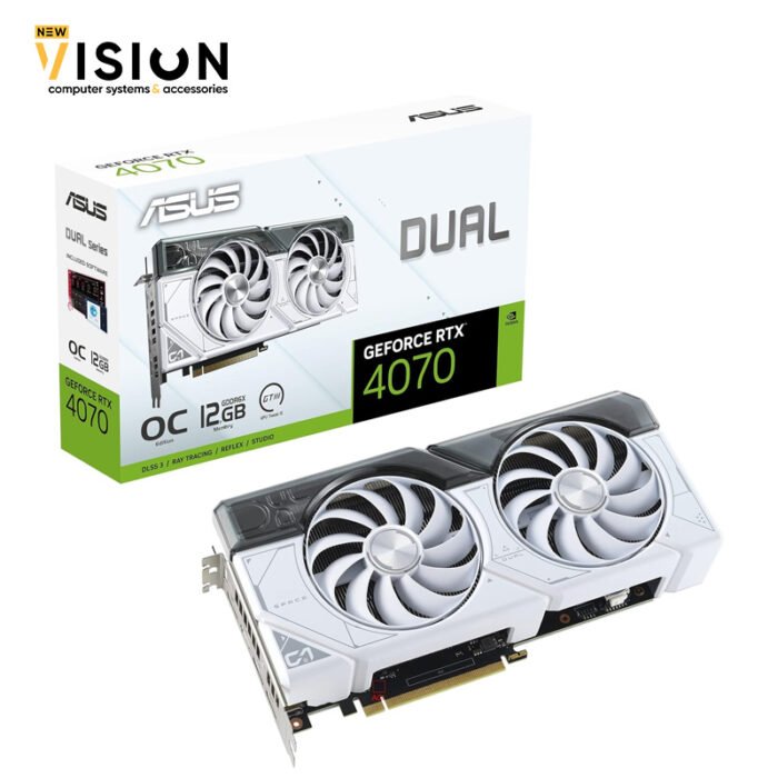 ⁦ASUS Dual GeForce RTX™ 4070 White OC Edition 12GB GDDR6X PCIe 4.0, 12GB GDDR6⁩ - الصورة ⁦1⁩