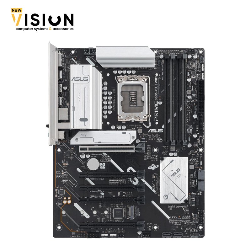 ⁦ASUS PRIME B860-PLUS WIFI B860 LGA 1851 ATX motherboard, Intel Core Ultra Series 2 Ready, Advanced AI PC-ready, 8+1+1+1 stages, DDR5, PCIe 5.0, HDMI, USB 20Gbps Type-C, 2 x M.2, WiFi 6E, 2.5Gb LAN⁩ - الصورة ⁦2⁩