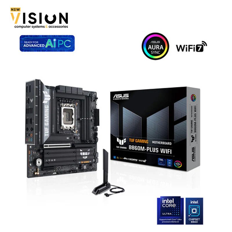 ASUS TUF Gaming B860M-PLUS WiFi B860 LGA 1851 mATX Motherboard, Intel Core Ultra Series 2 Ready, AI PC, 12+1+2+1 80A Stages, DDR5,PCIe 5.0, 3X M.2, Wi-Fi 7, 2.5G LAN, HDMI, USB 20Gbps Type-C