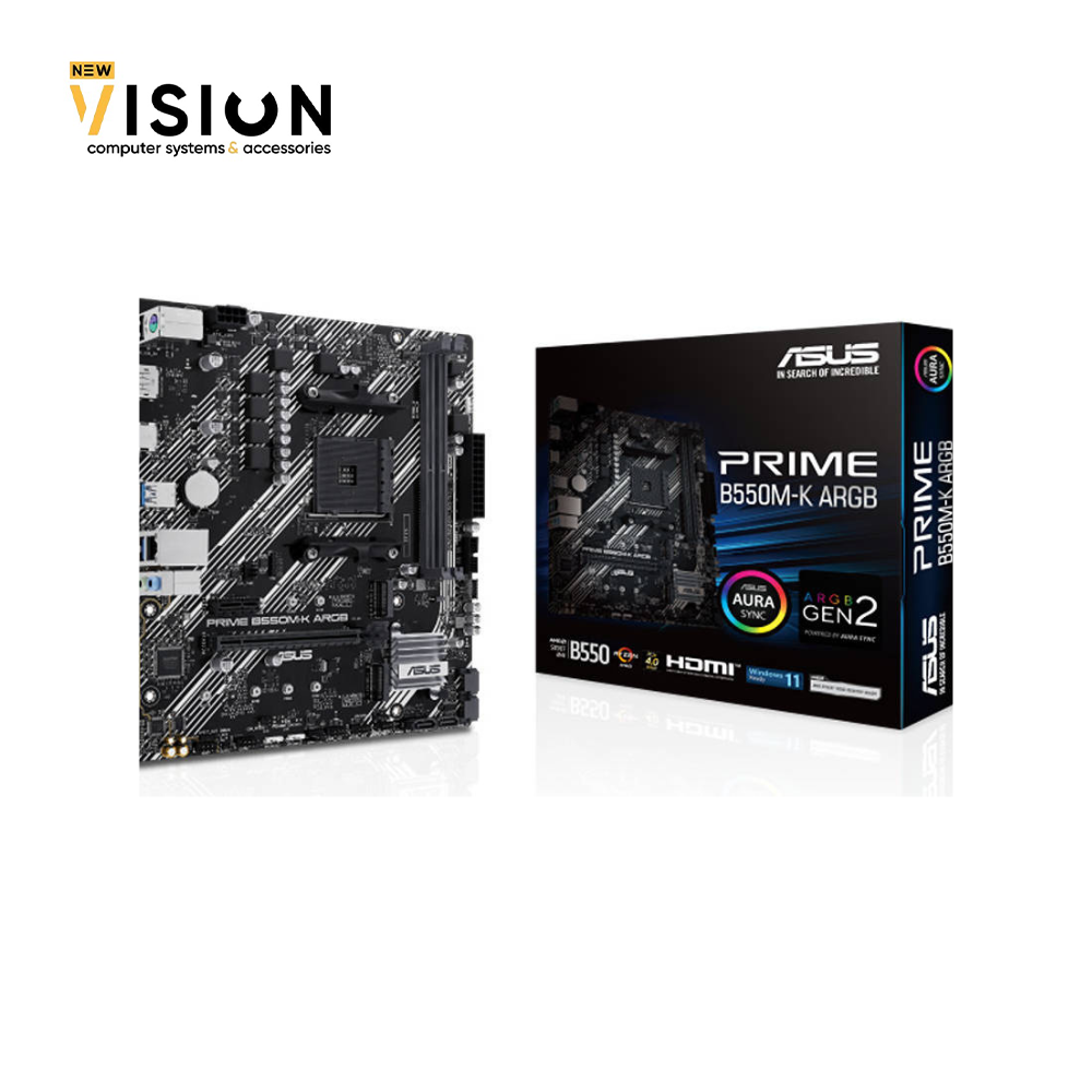 695665 AMD B550 (Ryzen AM4) micro ATX motherboard with dual M.2, PCIe 4.0, 1 Gb Ethernet, HDMI/D-Sub/DVI, SATA 6 Gbps, USB 3.2 Gen 2 Type-A - الصورة 1