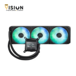 ASUS Prime LC ARGB LCD all-in-one CPU liquid cooler with sharp screen showcasing CPU & GPU information with different background, high-performance Asetek pump armed with robust motor, daisy-chainable fans