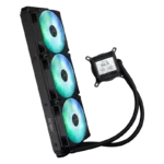 ⁦ASUS Prime LC ARGB LCD all-in-one CPU liquid cooler with sharp screen showcasing CPU & GPU information with different background, high-performance Asetek pump armed with robust motor, daisy-chainable fans⁩ - الصورة ⁦6⁩