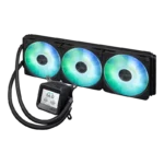 ⁦ASUS Prime LC ARGB LCD all-in-one CPU liquid cooler with sharp screen showcasing CPU & GPU information with different background, high-performance Asetek pump armed with robust motor, daisy-chainable fans⁩ - الصورة ⁦3⁩