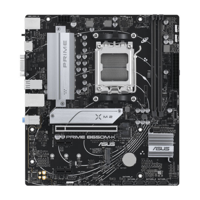 ⁦AMD B650 Micro-ATX motherboard with DDR5, PCIe 5.0 M.2, 2.5Gb Ethernet, HDMI™, VGA, rear USB 3.2 Gen 2, front USB 3.2 Gen 1 Type-C®, BIOS FlashBack™, Aura Sync⁩ - الصورة ⁦5⁩