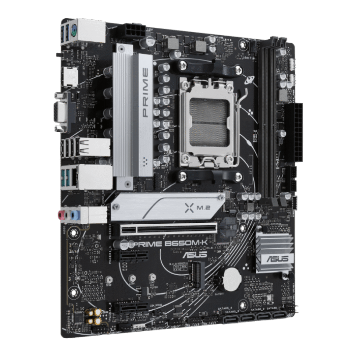 ⁦AMD B650 Micro-ATX motherboard with DDR5, PCIe 5.0 M.2, 2.5Gb Ethernet, HDMI™, VGA, rear USB 3.2 Gen 2, front USB 3.2 Gen 1 Type-C®, BIOS FlashBack™, Aura Sync⁩ - الصورة ⁦2⁩