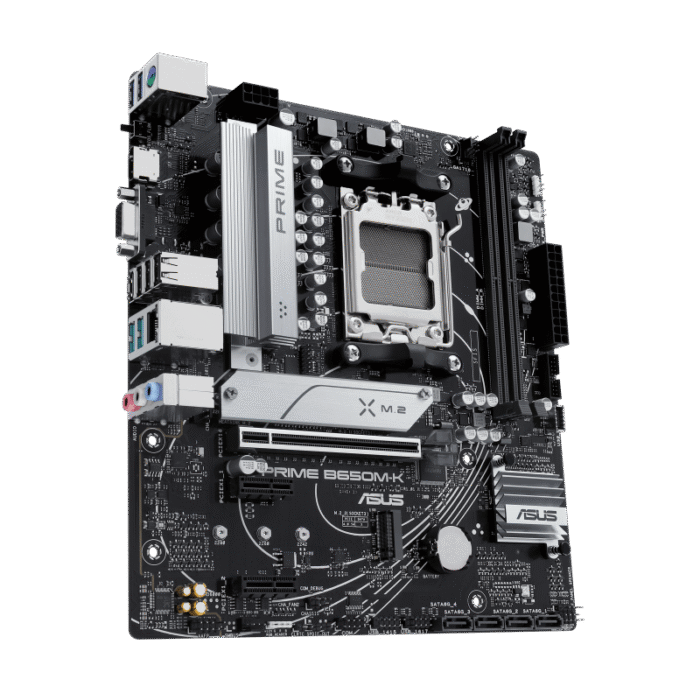 ⁦AMD B650 Micro-ATX motherboard with DDR5, PCIe 5.0 M.2, 2.5Gb Ethernet, HDMI™, VGA, rear USB 3.2 Gen 2, front USB 3.2 Gen 1 Type-C®, BIOS FlashBack™, Aura Sync⁩ - الصورة ⁦3⁩
