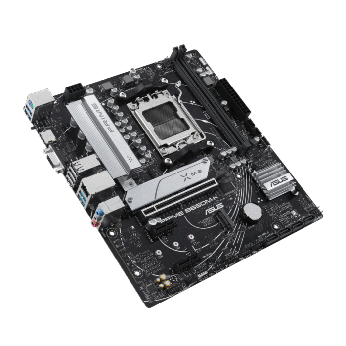 ⁦AMD B650 Micro-ATX motherboard with DDR5, PCIe 5.0 M.2, 2.5Gb Ethernet, HDMI™, VGA, rear USB 3.2 Gen 2, front USB 3.2 Gen 1 Type-C®, BIOS FlashBack™, Aura Sync⁩ - الصورة ⁦4⁩