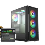 ⁦Xander Hulk Black 4 Argb Fans Mid Tower Case With Psu 600W 80+ White⁩ - الصورة ⁦4⁩