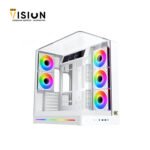 XIGMATEK Pano II LCD Arctic Type C 8 Fan ARGB (6 Reverse & 2 Normal) Pwm Curved TG EATX SuperTower Case