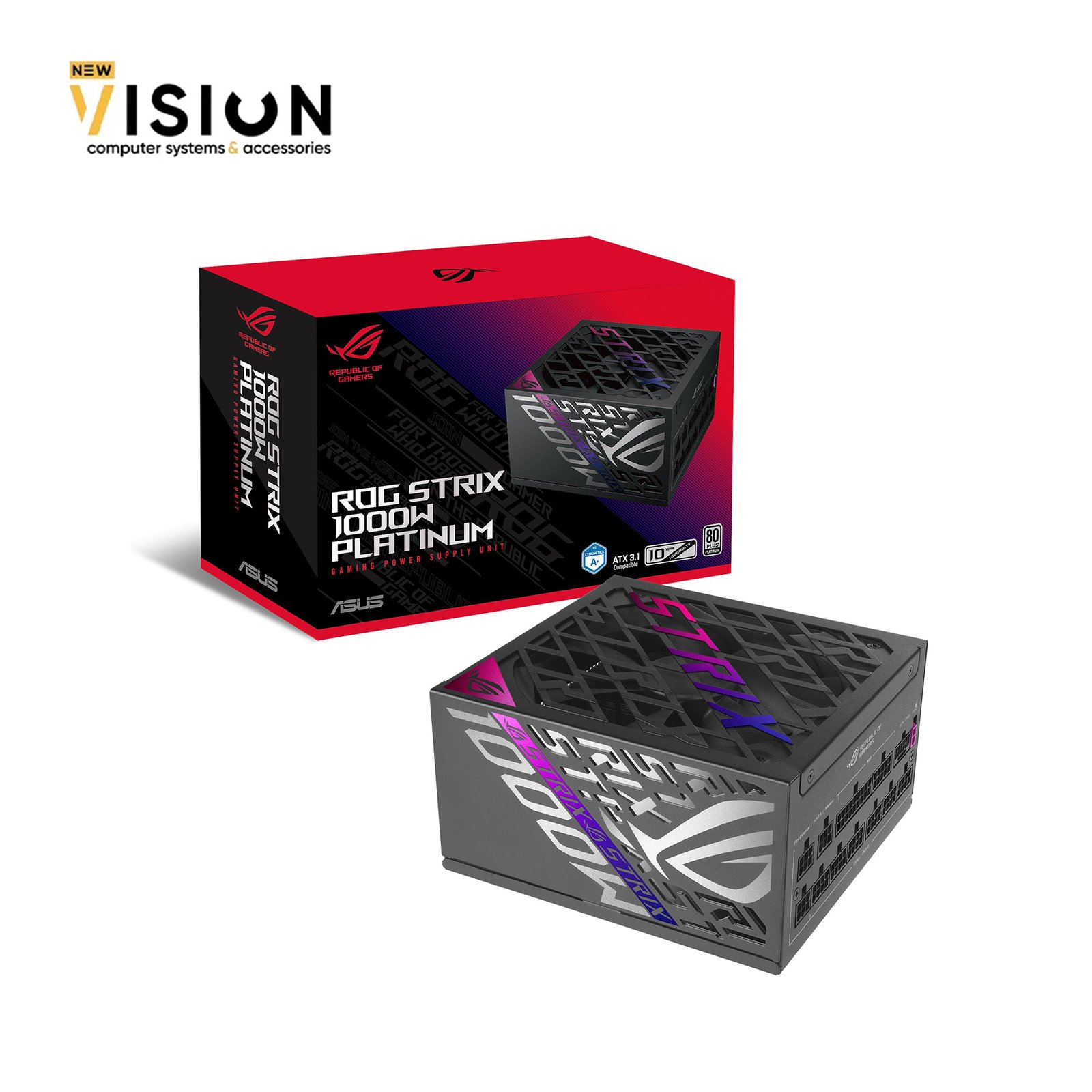 ASUS Rog Strix 1000P ASUS Rog Strix 1000P-1000W/80+Platinum Atx 3.1 Fully Modular-BLACK - الصورة 1